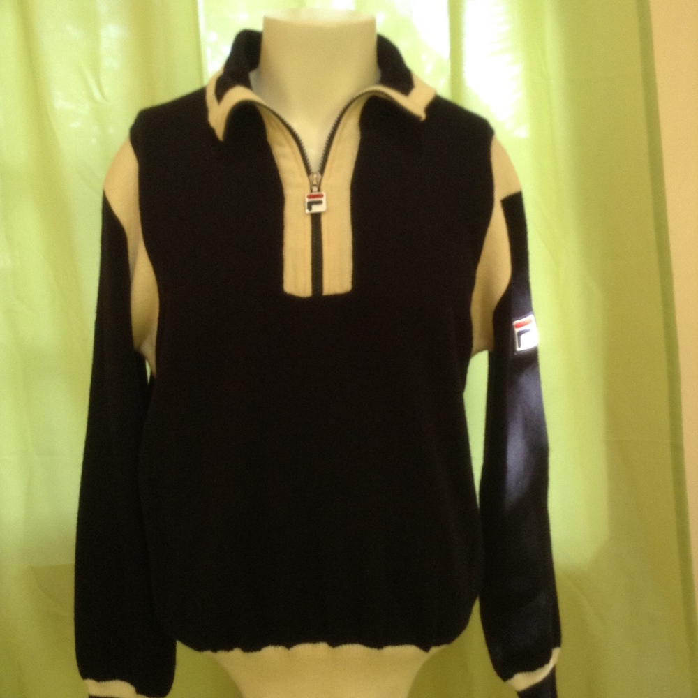 Vintage Fila Tennis Wool Blue Sweater Borg 54